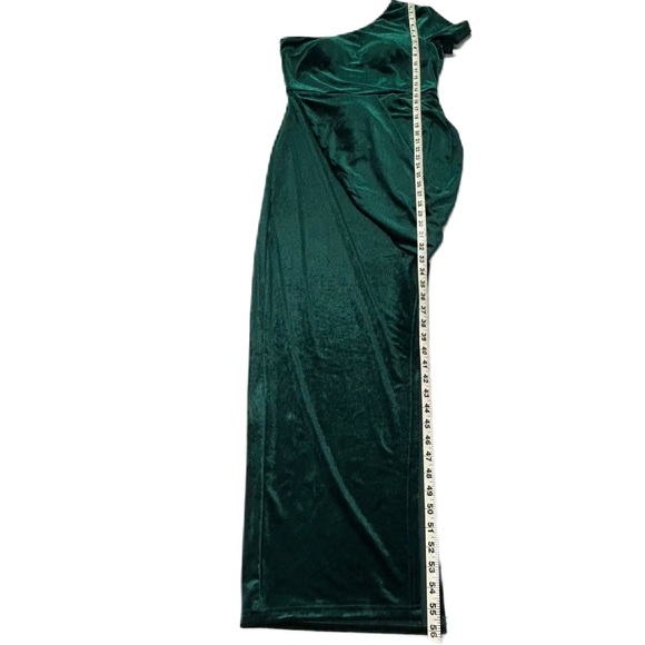 Velvet Asymmetric Maxi Dress M Stretch One Shoulder Hi Lo Formal Hoco Gala NWT - Picture 11 of 15